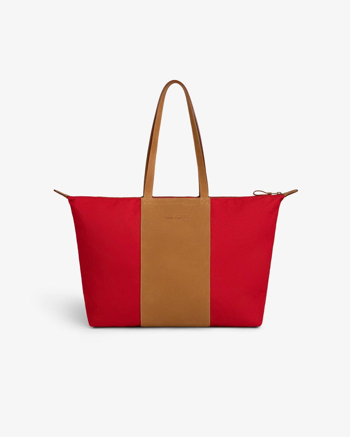 Aimé Leon Dore Special Offer - Leather Canvas Zip Tote Equestrian red