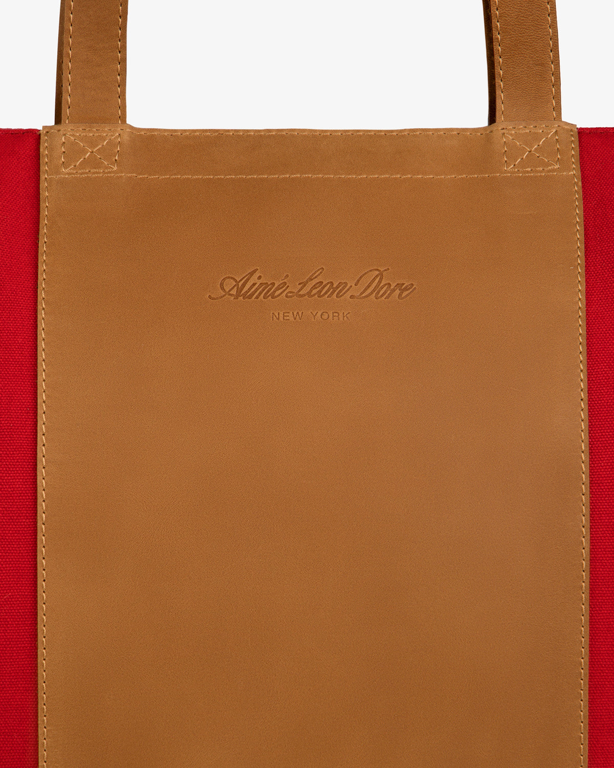 Aimé Leon Dore Special Offer - Leather Canvas Zip Tote Equestrian red