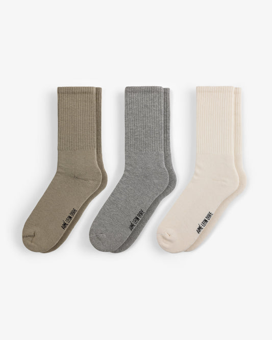 Aimé Leon Dore Everyday - Crew Sock 3-Pack Multi (heather grey, pristine, laurel oak)